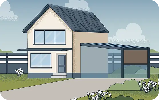 Die Terrassendächer von LH Terrassen und Carports lassen sich flexibel nachrüsten - z.B. mit seitlichen Beschattungen oder beweglichen Glasscheiben.